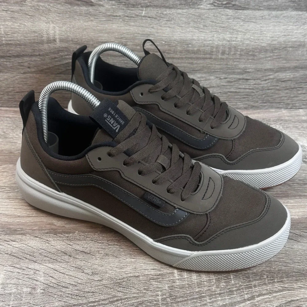 Vans Range Exp Sneakers Mens 10.5 Reflective Coal Brown Shoes Low Top NEW